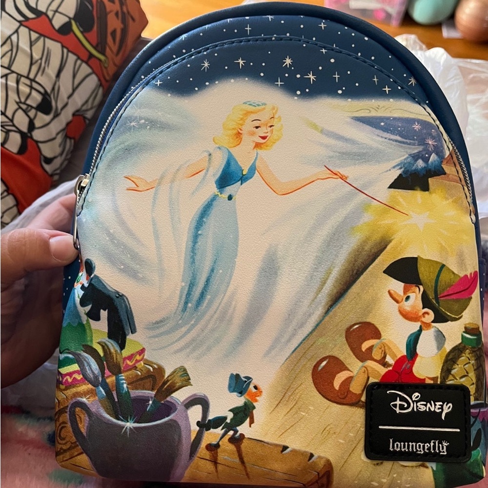 Disney loungefly Pinocchio & the blue fairy mini backpack